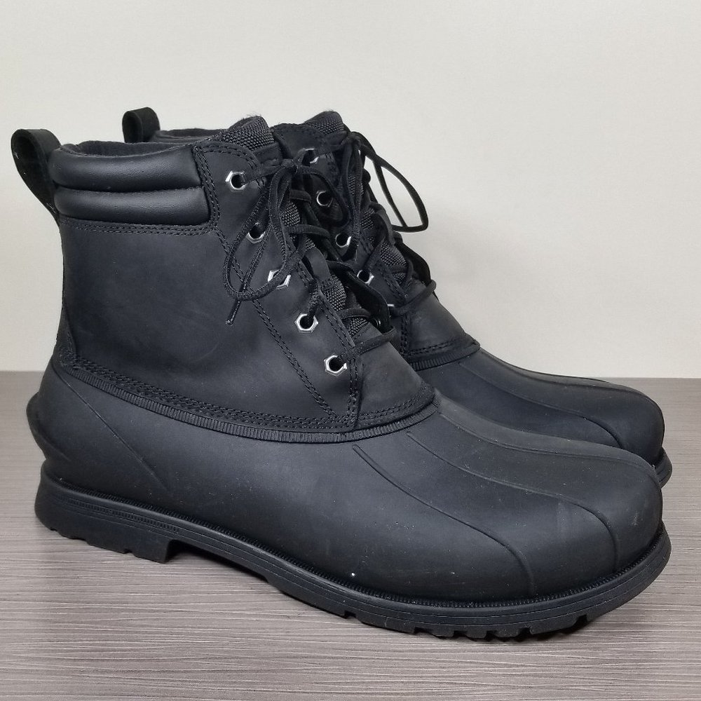 UGG Rain Ready Gatson Mid Boot, Black Waterproof Leather, Mens Size 10 / 43